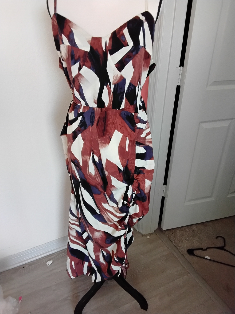 Rebdolls Abstract Maxi Dress in White, Rust & Navy